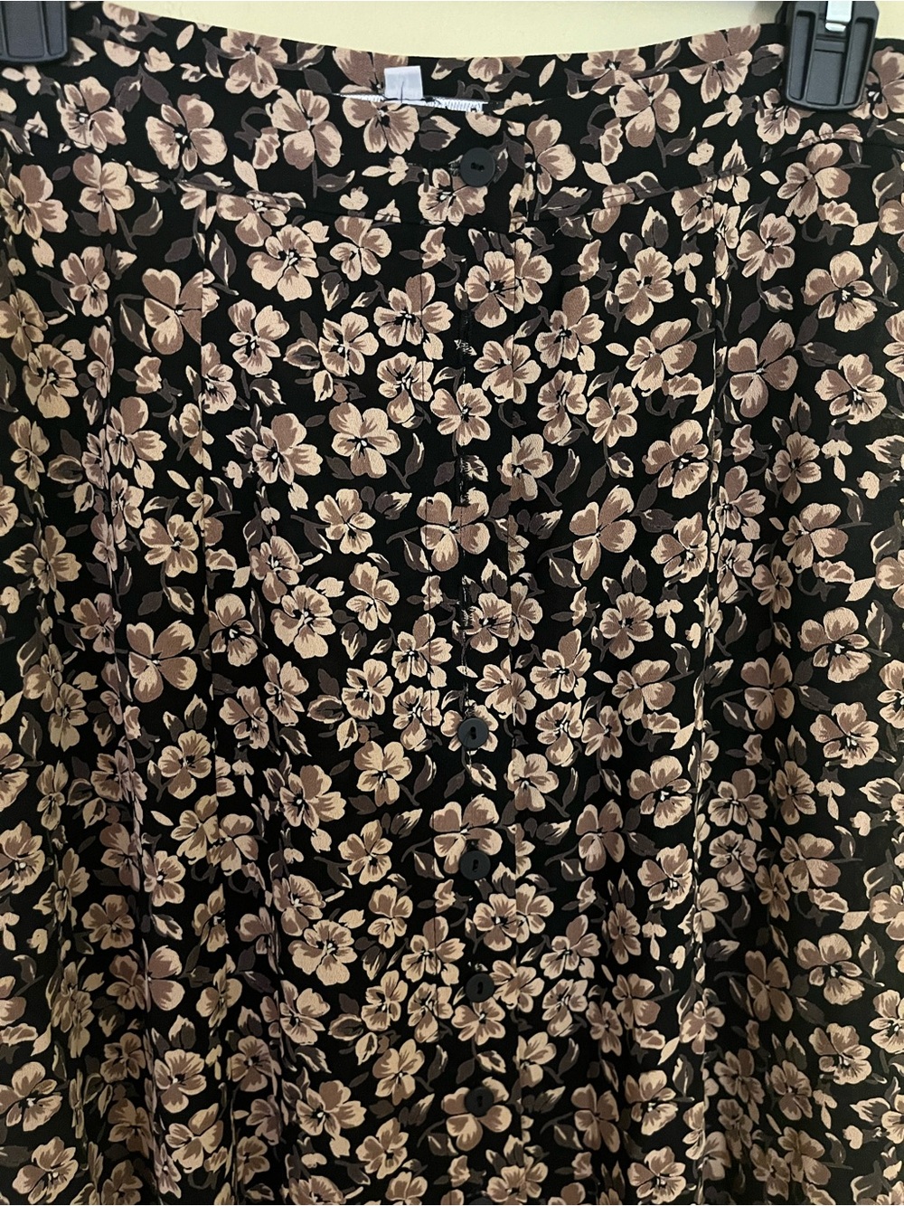 Kenar Studio Woman’s Brown Black Floral Womens Button Front Maxi Skirt Size 10 - Picture 3 of 8